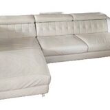 Leather sofa, white leather corner sofa