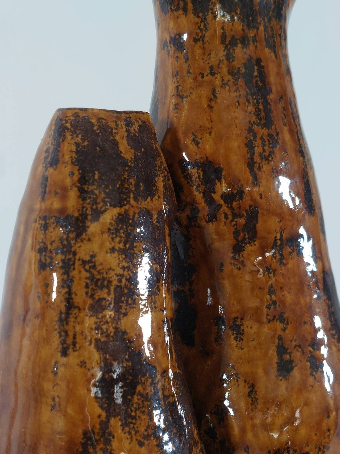Vintage brutalist ceramic twin vase