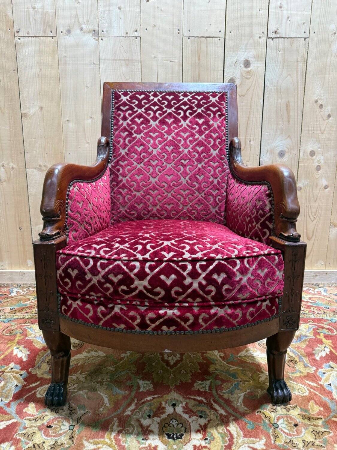 Fauteuil - Bergère époque Empire en acajou