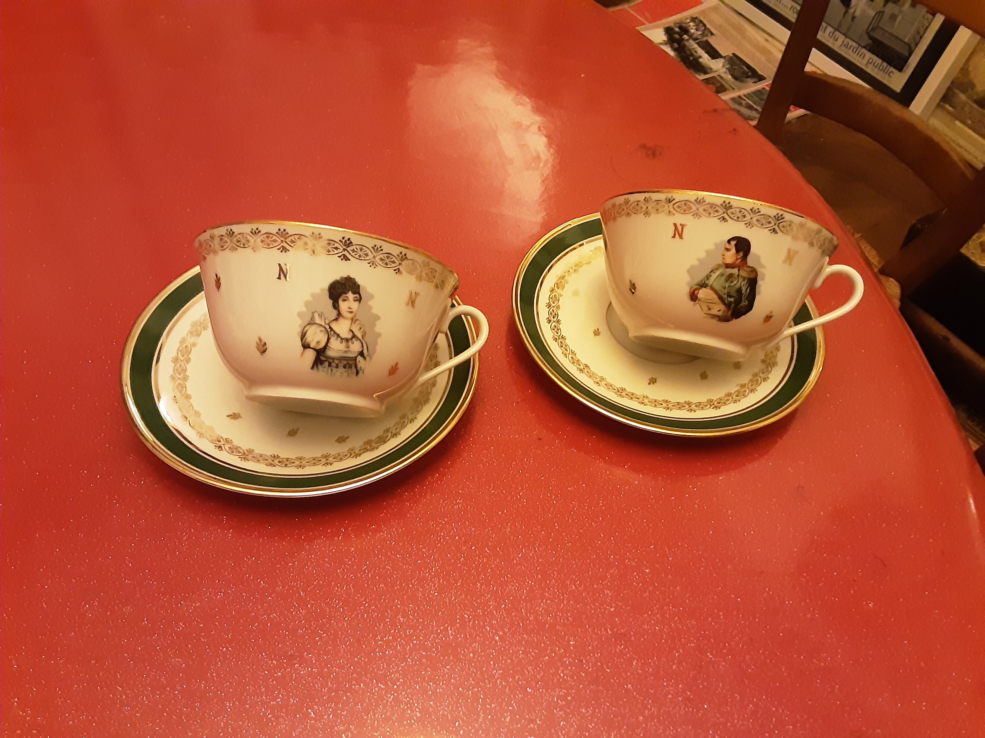 Porcelain Napoleon & Josephine tea cups