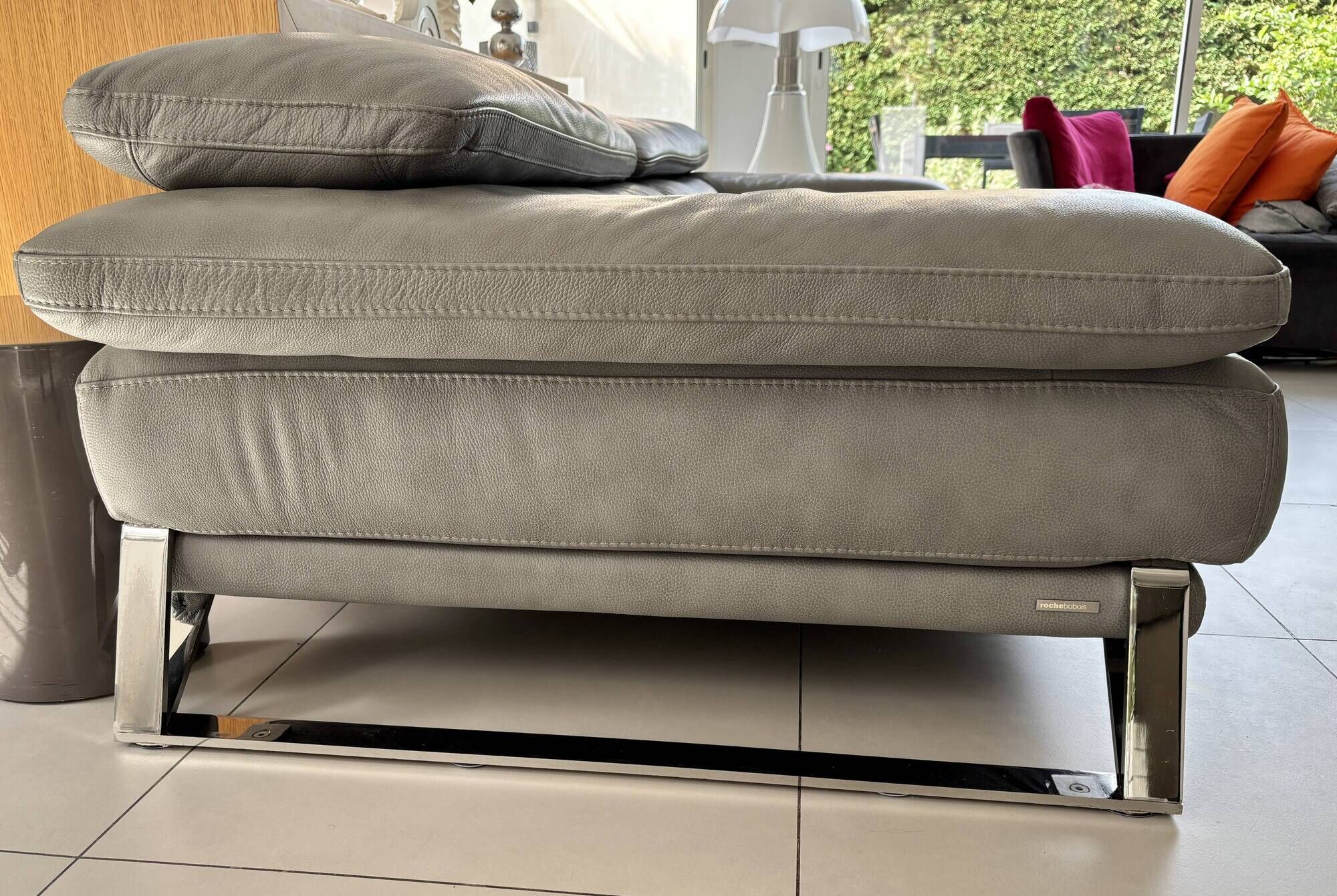 Roche bobois canapé digital - grey leather - 3 seats - 238 cm
