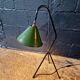 Industrial floor lamp in black lacquered metal and green enamelled sheet metal