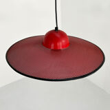Red suspension lamp in perforated metal, 1970