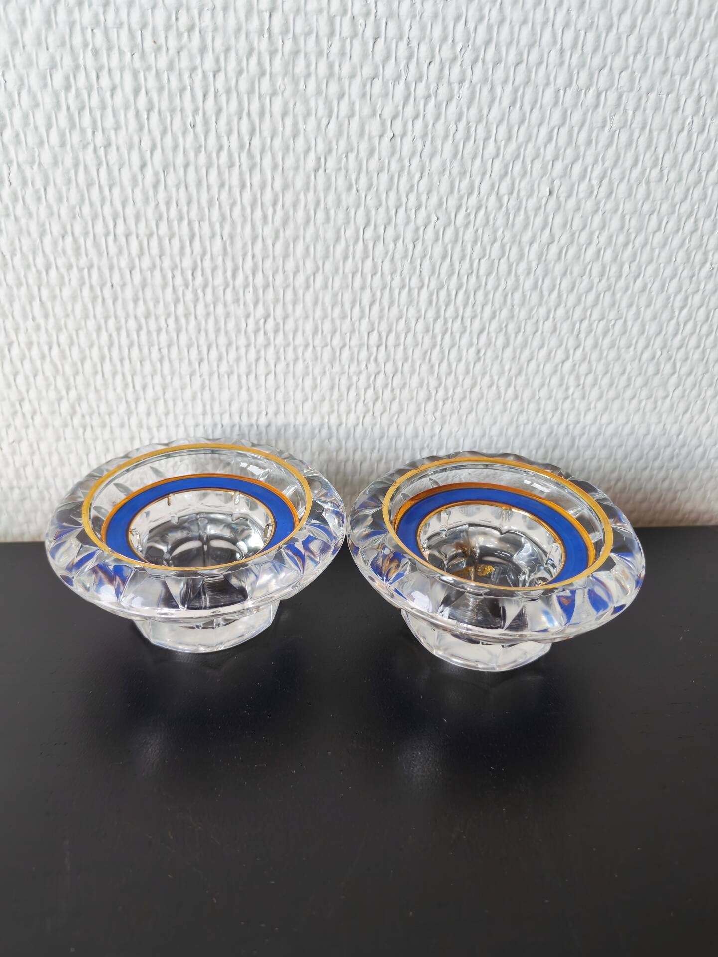 Pair of crystal candle holders, Cristal d'Arques model J. Durand 1980.