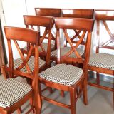 set of 6 recent Restoration style chairs in solid stained beech in excellent condition