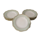 Set of 12 hollow plates in green limoges procelaine