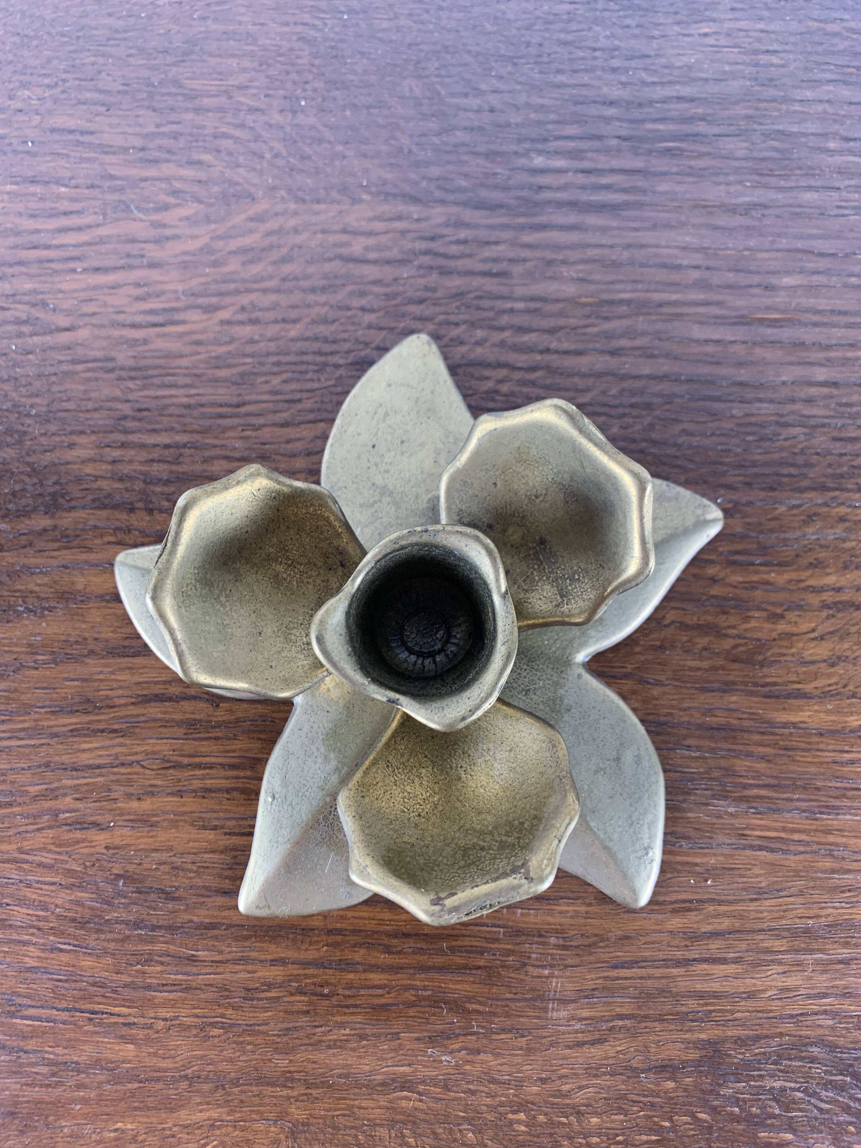 Brass Flower Candle Holder, 1970