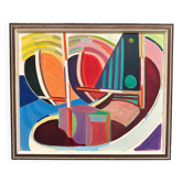Grande huile sur toile suédoise originale – « Composition » par Carl Eric Sporrong