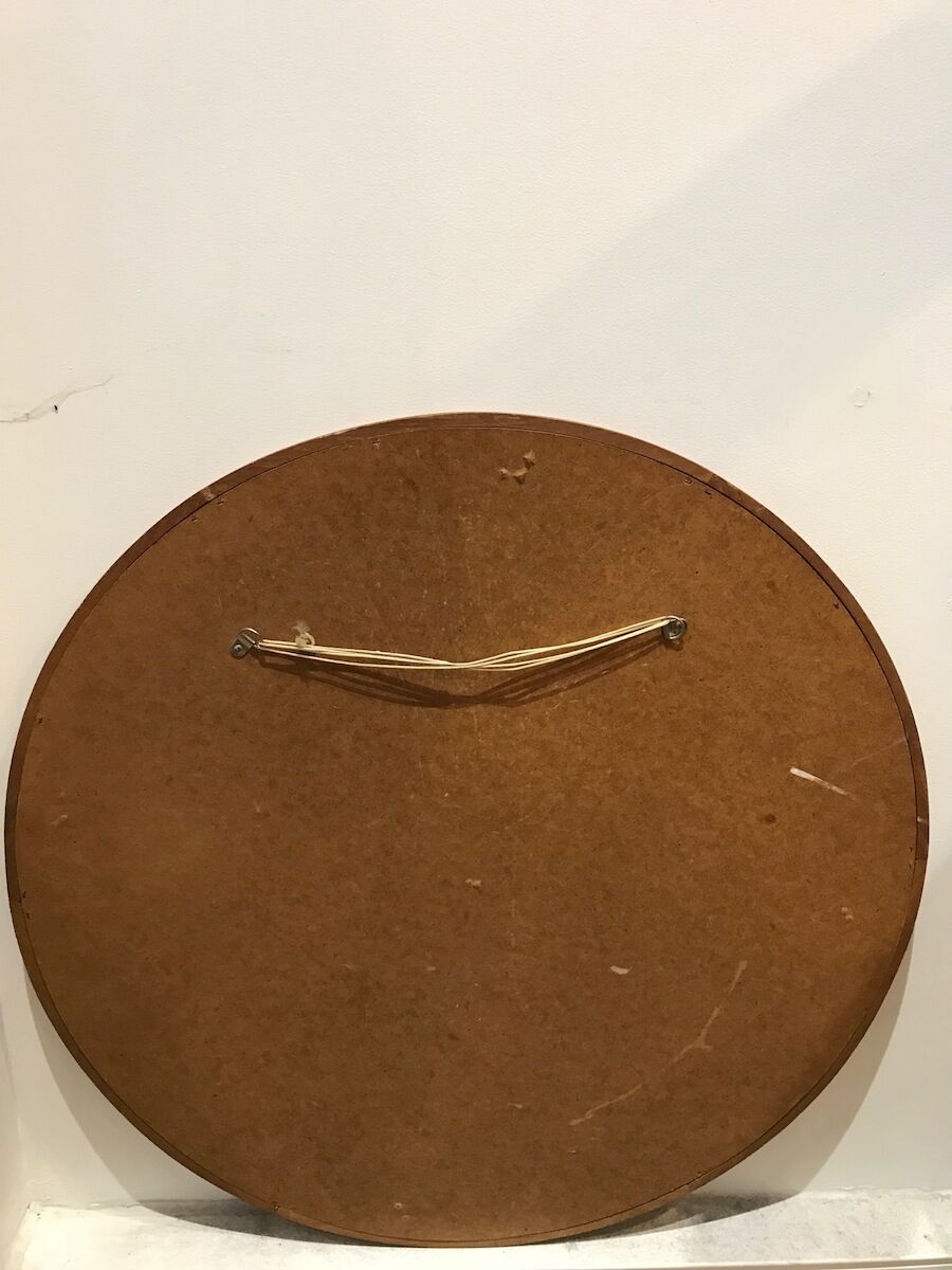 Mirror scandinavian teak round around 1960 - 60x60cm