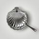 Vintage shell butter dish in stainless steel and cobalt blue glass with knife