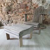 Fauteuil Adirondack ancien avec repose-pieds