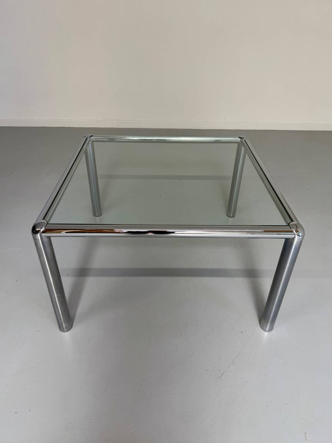 Antique glass and metal coffee table, Italian design from the 70s, vintage