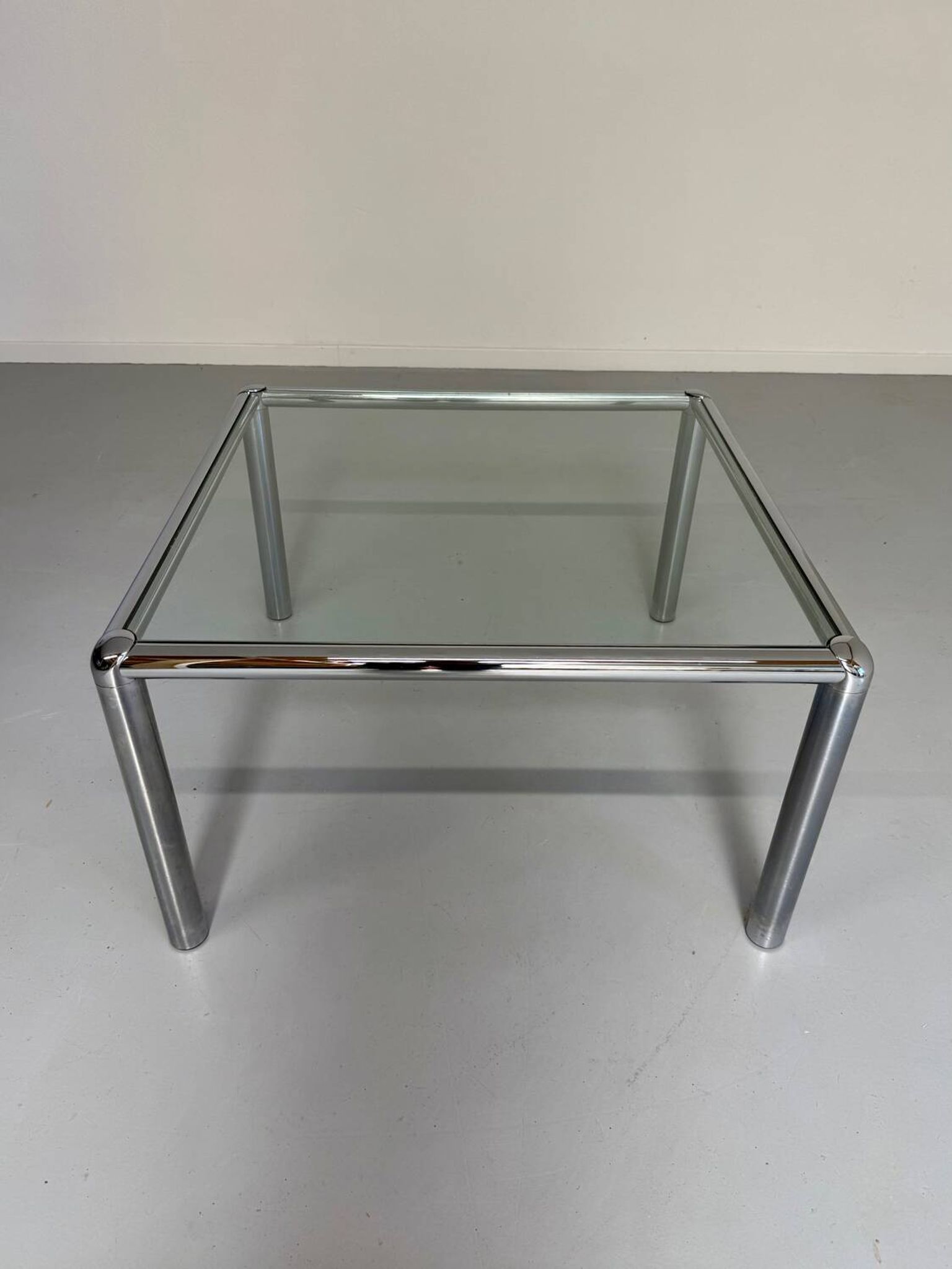 Antique glass and metal coffee table, Italian design from the 70s, vintage