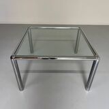Antique glass and metal coffee table, Italian design from the 70s, vintage