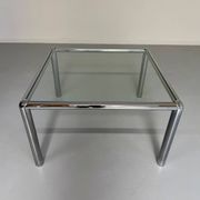 Antique glass and metal coffee table, Italian design from the 70s, vintage