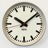 Grey Industrial Factory Wall Clock from AEG, 1960s