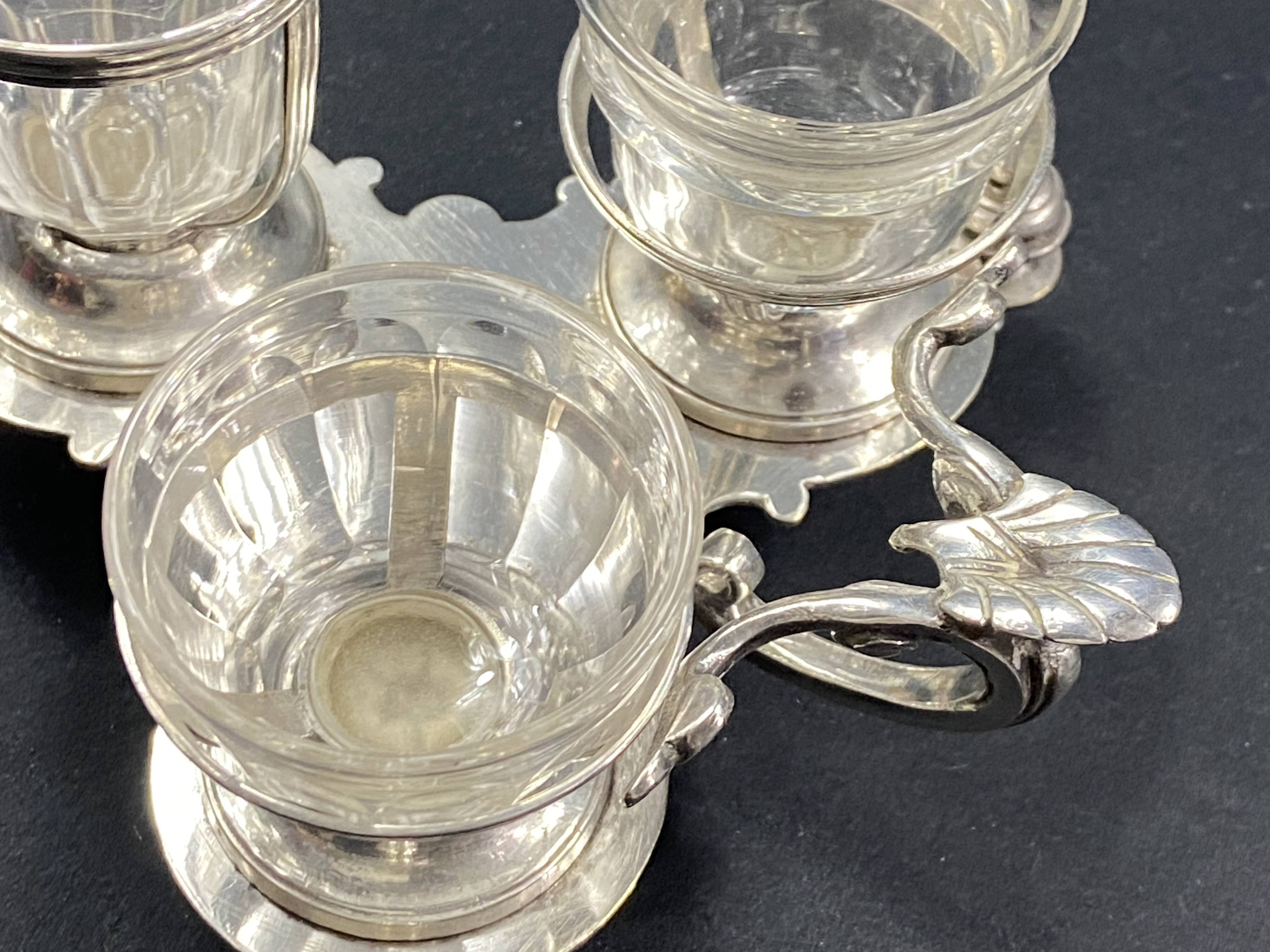 19th century Louis XV style condiment holder, silver or silver-plated metal frame
