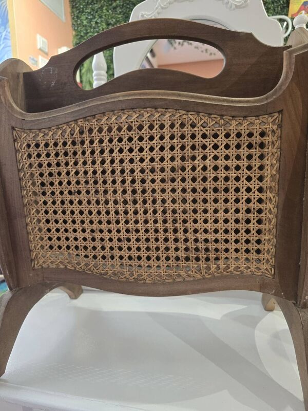 Porte revue vintage bois canné