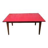 Table plateau formica piètement en chêne