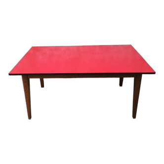 Table plateau formica piètement en chêne
