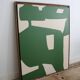Organic abstract on green and beige canvas 100x81cm