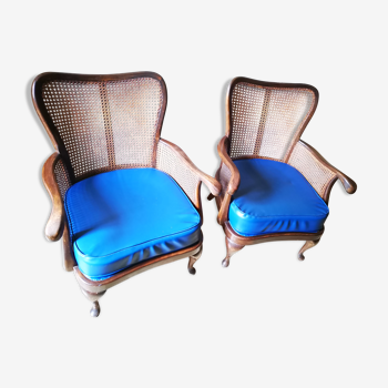 Chippendale-style English armchairs pair