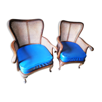 Chippendale-style English armchairs pair