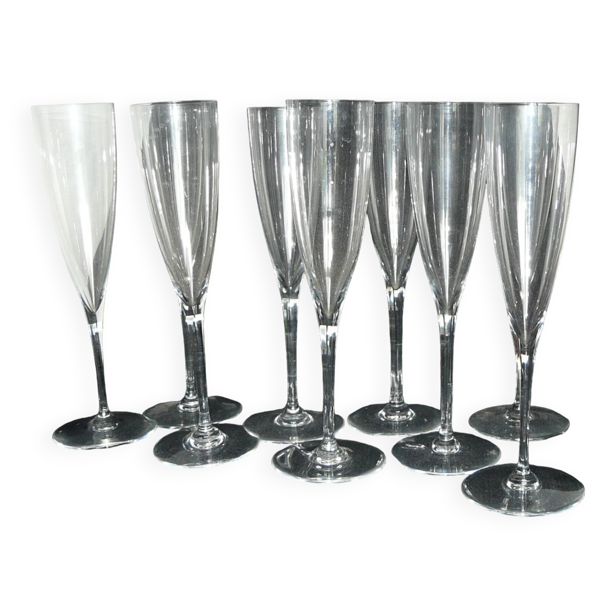 Set of 10 BACCARAT Dom Pérignon crystal Champagne flutes