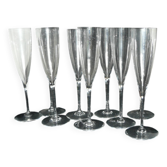 Set of 10 BACCARAT Dom Pérignon crystal Champagne flutes