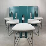 Set of 6 Memphis dining chairs in bouclé, 1980s