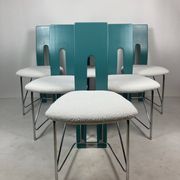 Set of 6 Memphis dining chairs in bouclé, 1980s