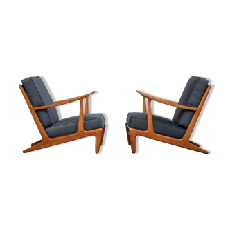 Pair of sculptural Scandinavian armchairs 1960s