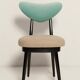 Beige and green mixed wool heart-shaped chair, mid-century, Europe, 1960s.