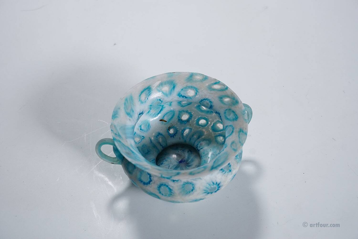 Antique millefiori bowl with handles, Fratelli Toso Murano ca. 1920s