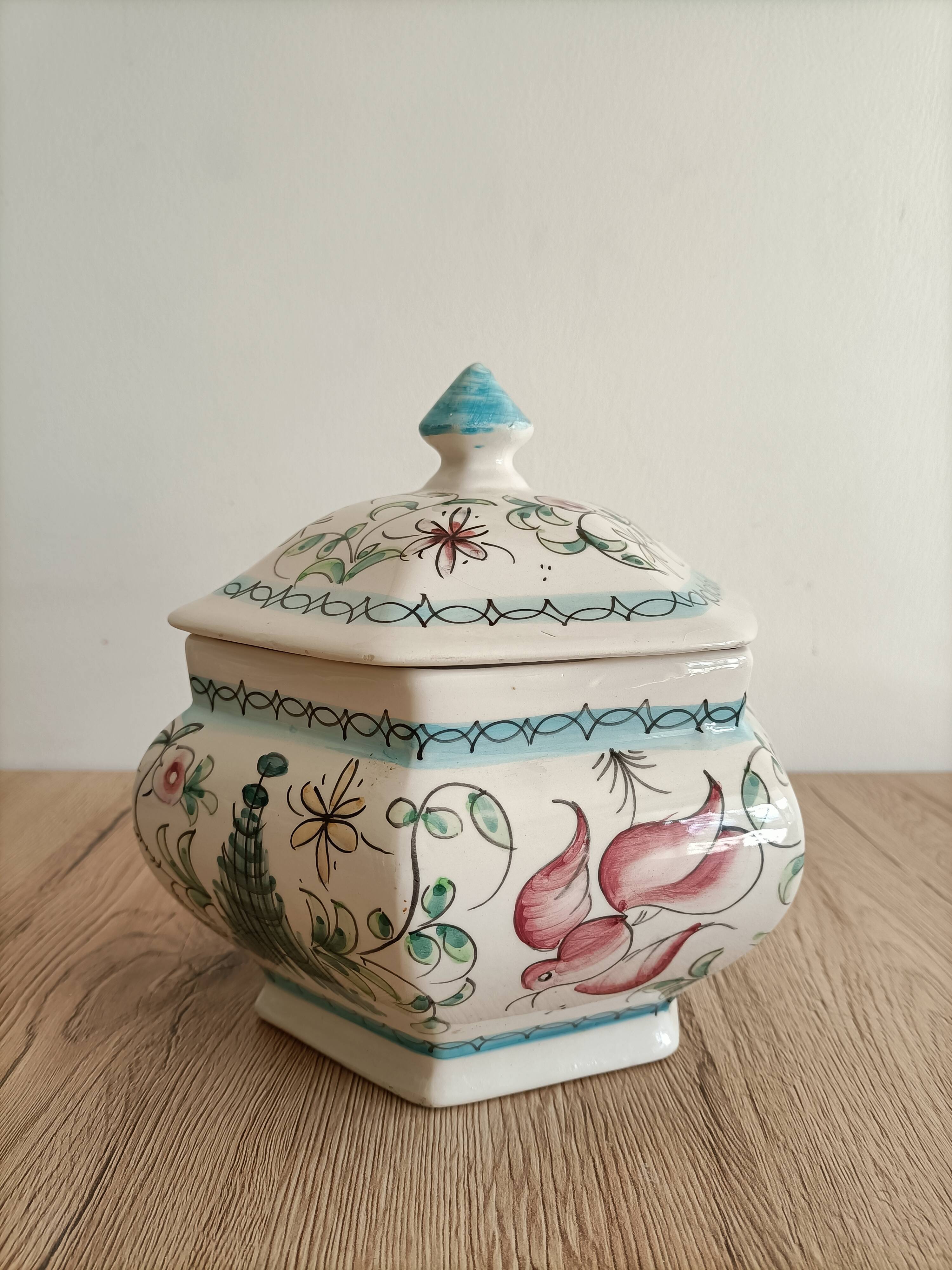Hexagonal ceramic candy box or empty pocket