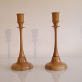 Pair of vintage wooden candle holders 1970