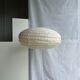 Suspension in rattan and natural linen Japanese style flattened oval h35 d60