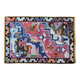 1960s Wool Rug with Vibrant Geometric Abstract Pattern