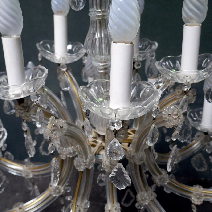 Former 15 branches with tassels of glass chandelier