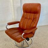 Vintage retro Ekornes Stressless reclining lounge chair & stool 1960s
