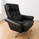 Vintage Danish mid-century black leather swivel chair 1970s