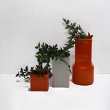 Vases Gabbianelli en céramique de l'âge de l'espace, orange et blanc, années 1960