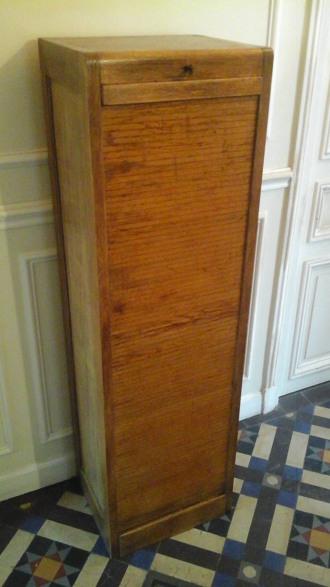 Old oak curtain file cabinet