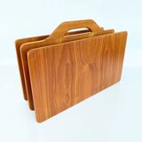 Vintage solid teak wood magazine rack Scandinavian 1960s