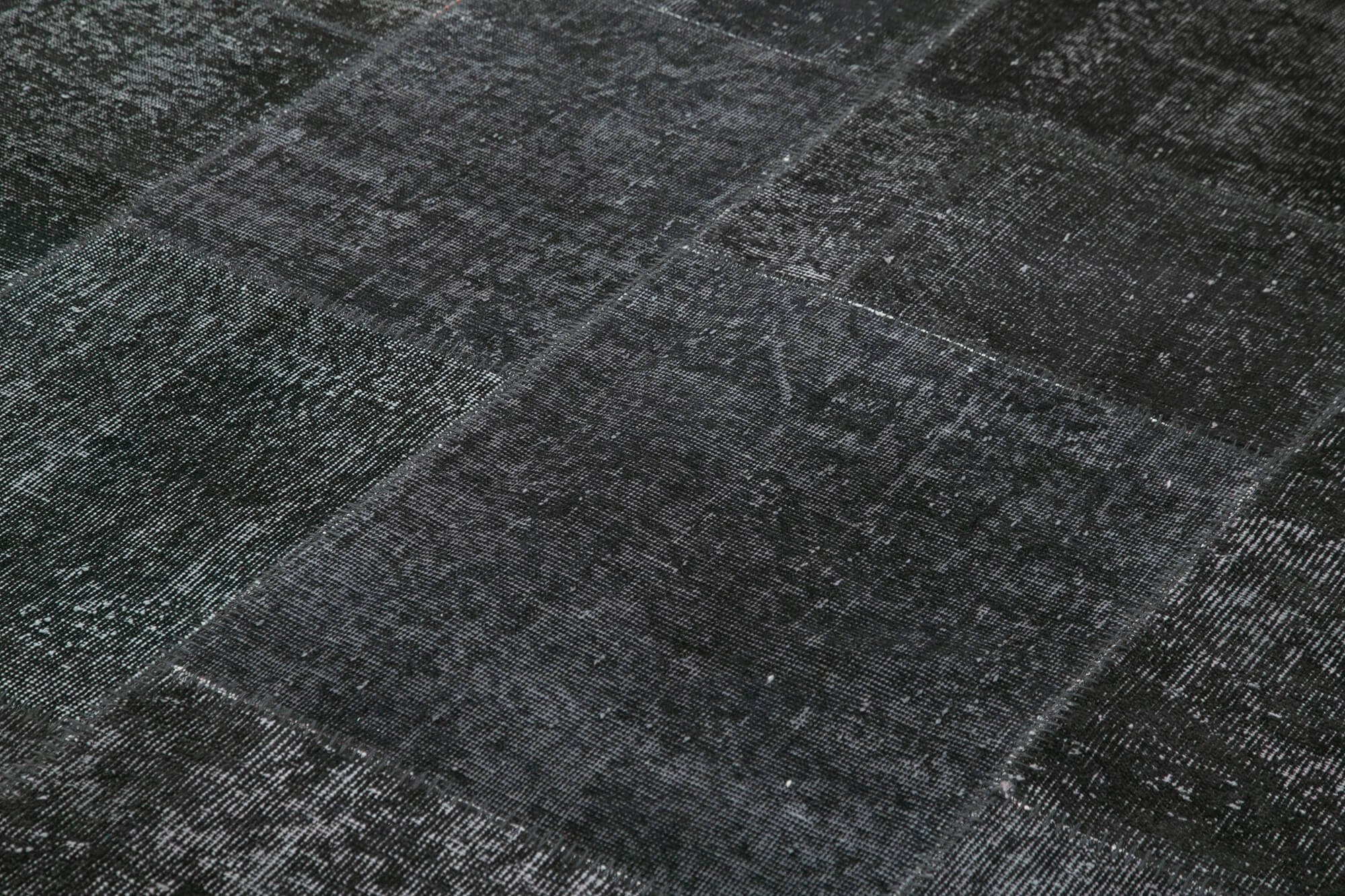 Handmade Turkish Overdyed 193 cm x 300 cm Black Patchwork Carpet