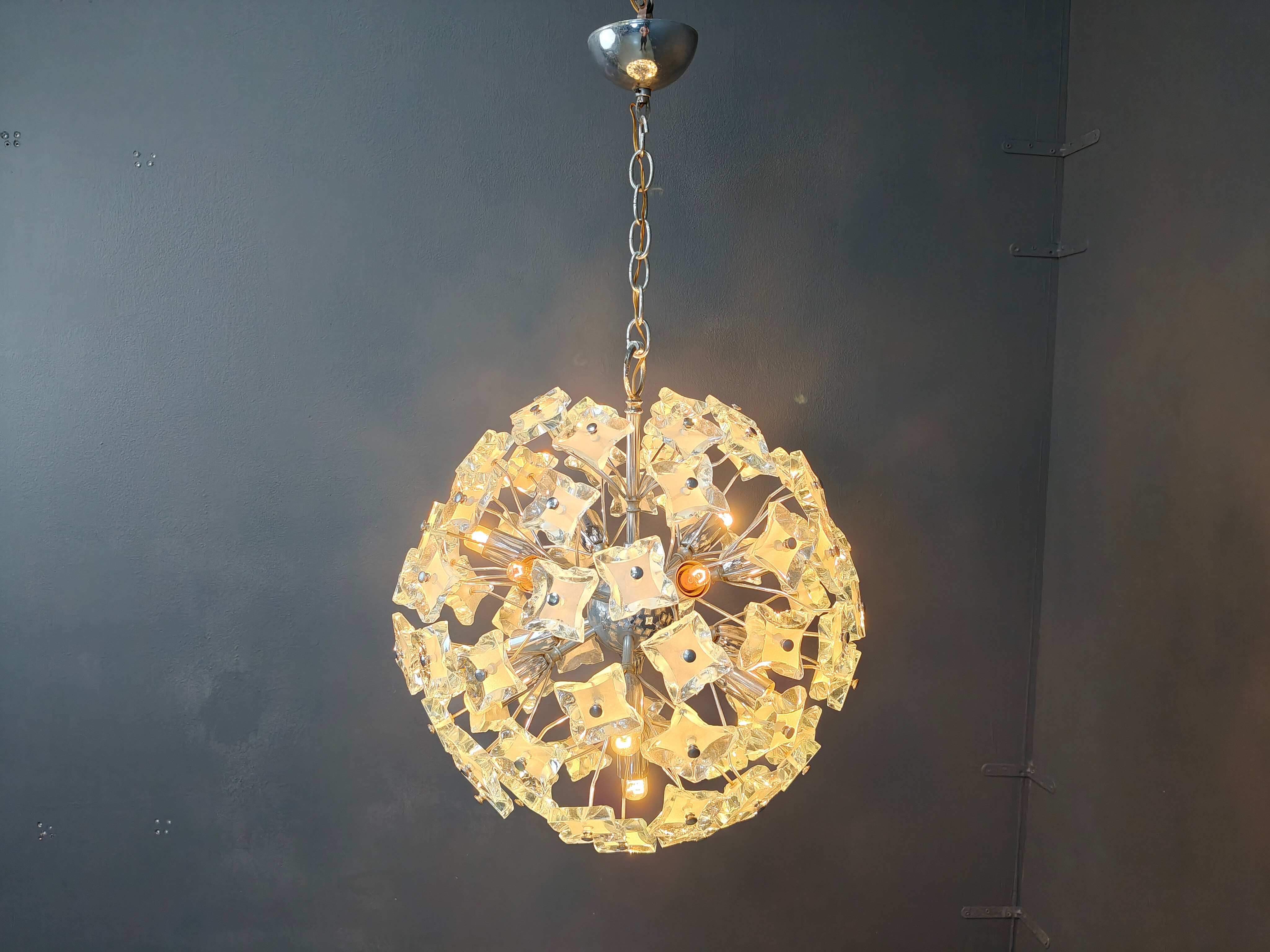 Mid-century glass sputnik chandelier, 1970s