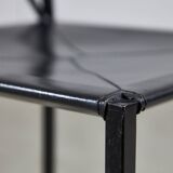 Italian Postmodern Black Leather Dining Chair with "X" Shape, 1980s