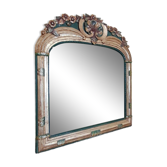 Mirror in carved gilded and polychrome wood, 20th century