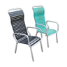 Set de 2  fauteuils en aluminium et lanières des années 50-60