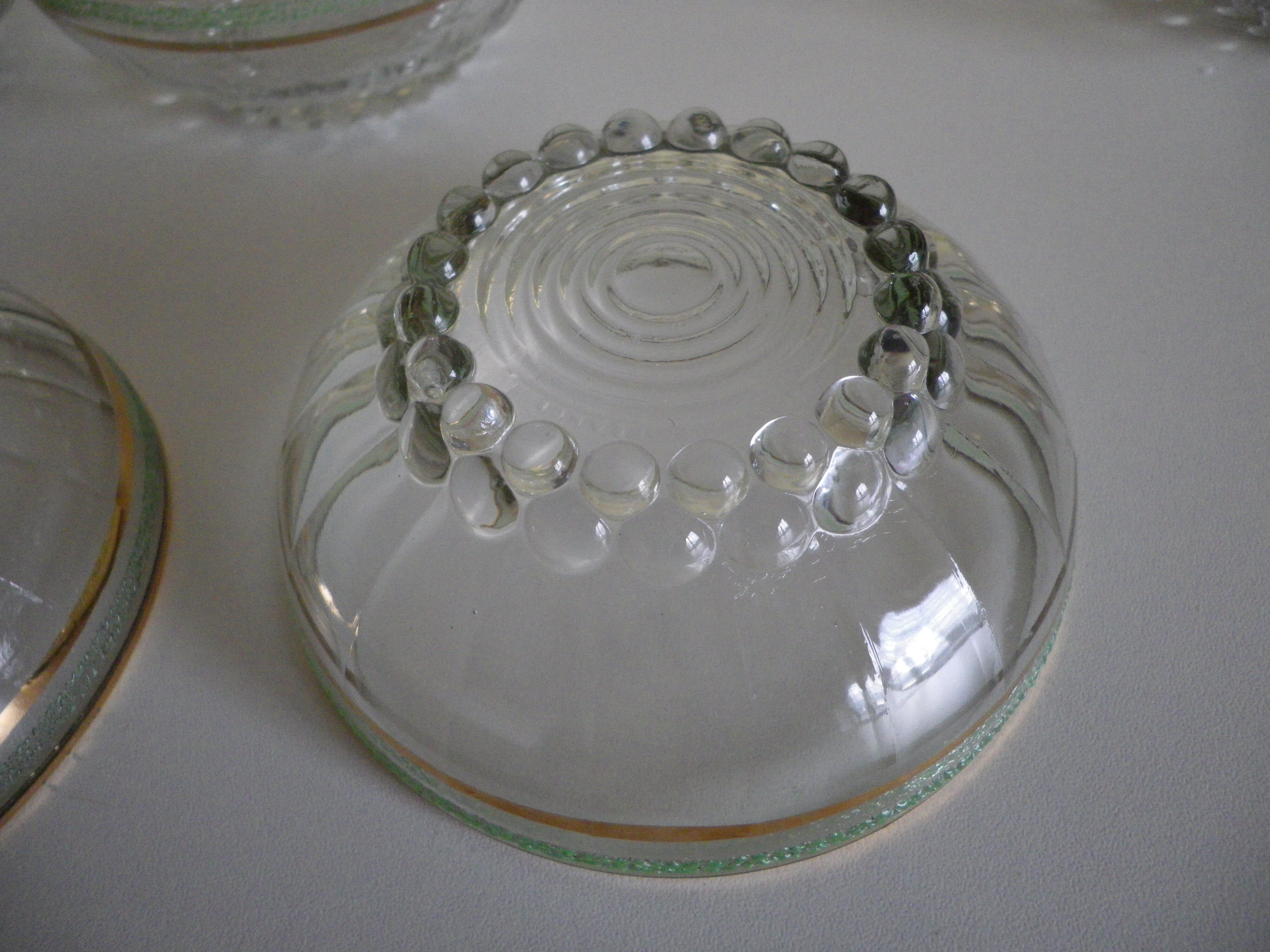 Lot of 8 old dessert cups with granite contour and gilded edges - vintage - 60s